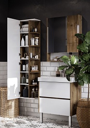 Акватон Шкаф пенал Сканди 40 дуб рустикальный, белый – фотография-4